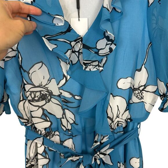 Calvin Klein Floral Printed Chiffon Dress - Size XS - Picture 4 of 14